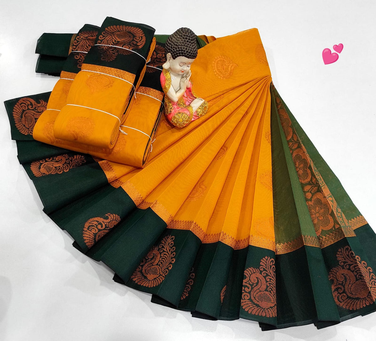Korvai Silk Cotton Sarees Collections - Traditional Kanchi Korvai Silk Cotton Saree - Contrast Korvai Border - Silk Cotton Body with Rich Zari Pallu