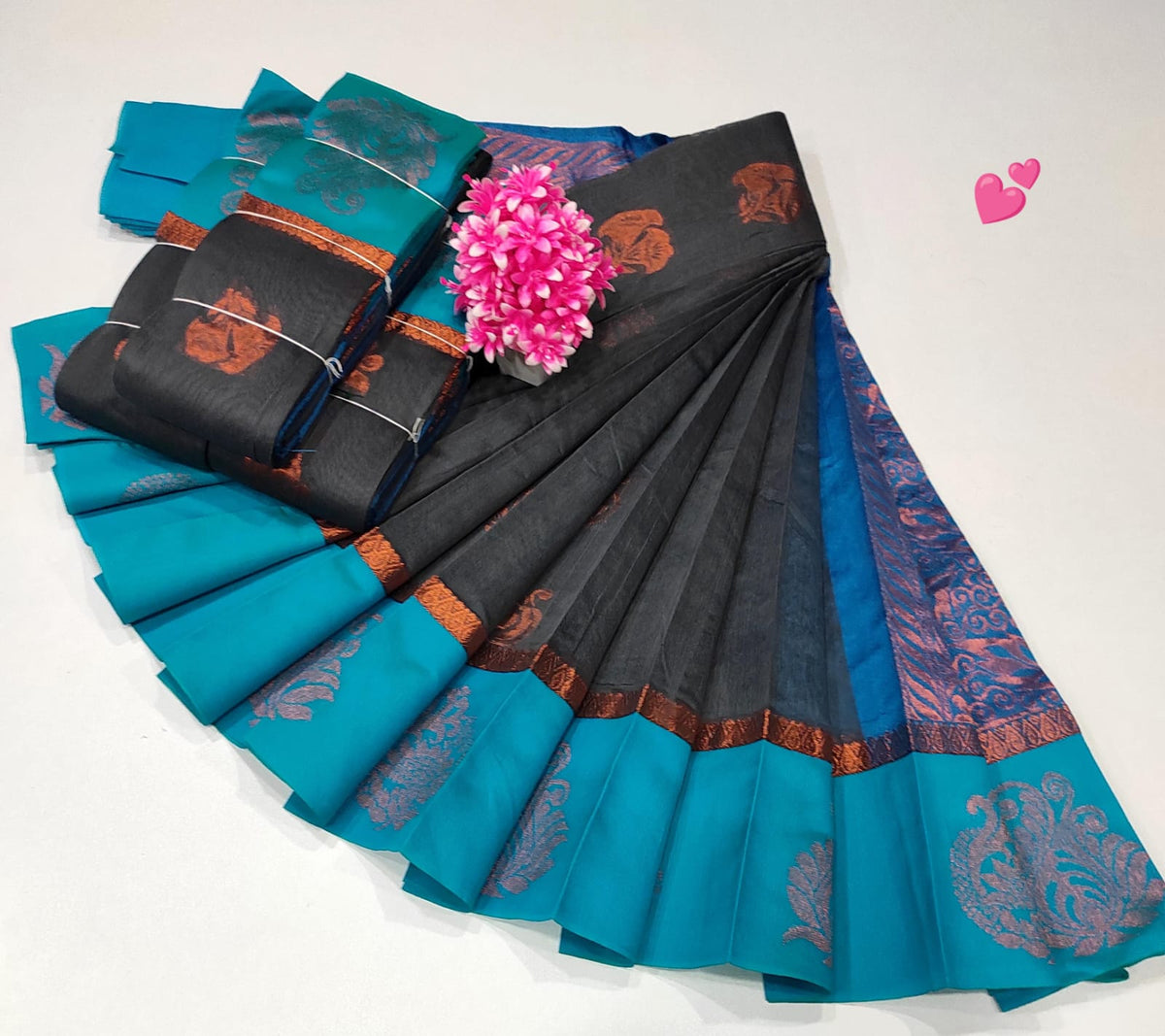 Korvai Silk Cotton Sarees Collections - Traditional Kanchi Korvai Silk Cotton Saree - Contrast Korvai Border - Silk Cotton Body with Rich Zari Pallu