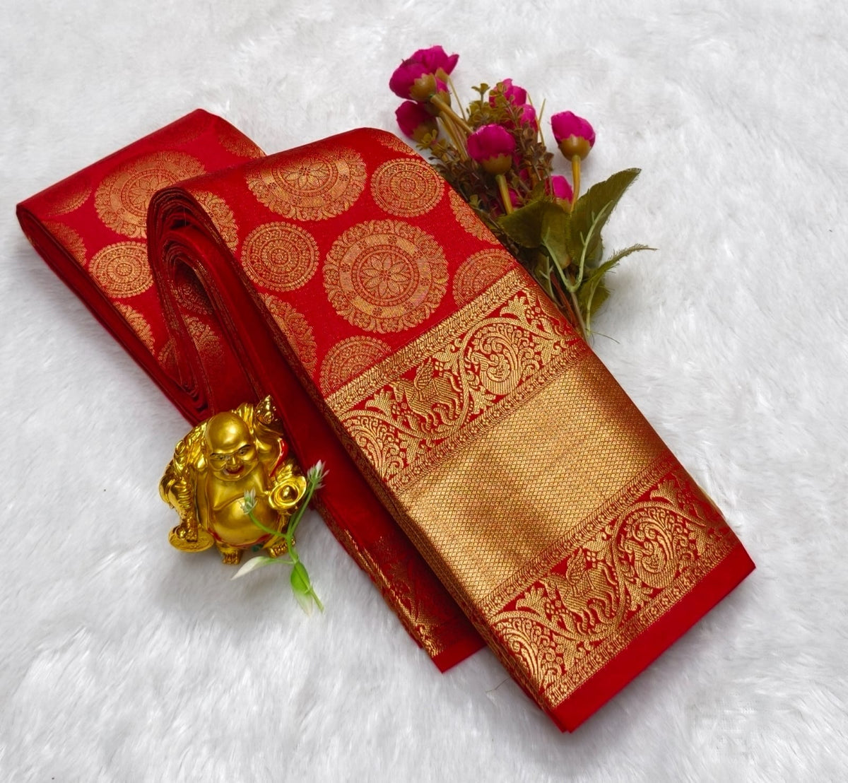 Muhurtham Pattu Dharmavaram Wedding Silk Sarees - Original Dharmavaram Silk Saree for Muhurtham - Double Warp Wedding Silk - Heavy Zari Border & Rich Pallu - Bridal Wedding Silk Saree