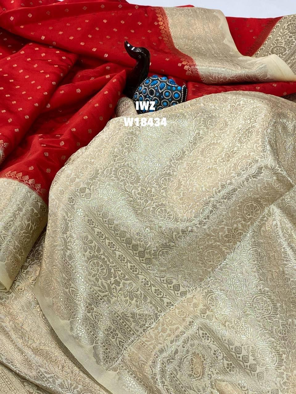 Pure Kanchi Look Semi Mysore Crape Silk Sarees - Inspired from Pure Kanchi Silk - Contrast Zari Weaving Border - Rich Pallu Same as Blouse - Soft Drape Rich Look - Festive Ready Silk Saree