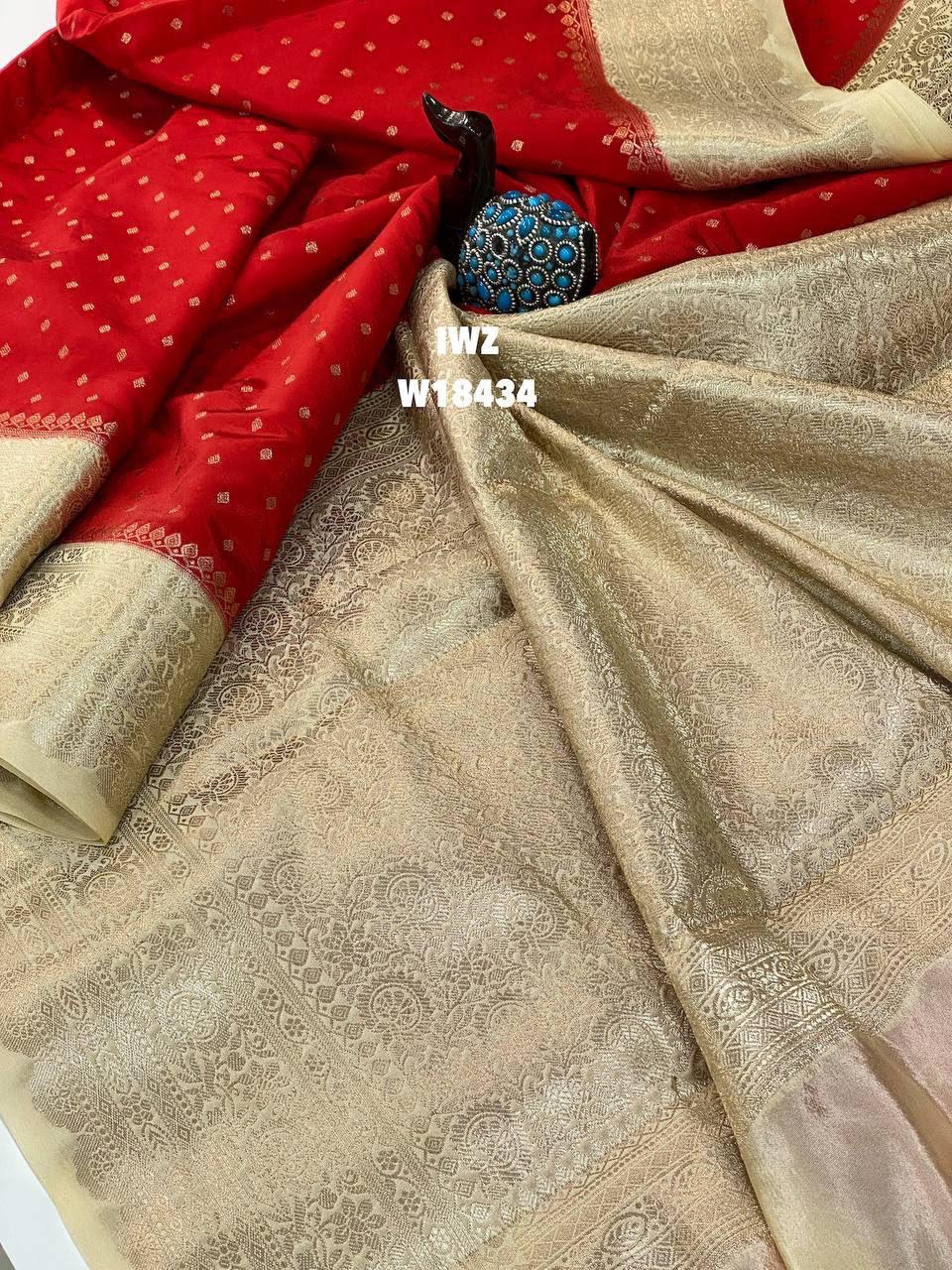 Pure Kanchi Look Semi Mysore Crape Silk Sarees - Inspired from Pure Kanchi Silk - Contrast Zari Weaving Border - Rich Pallu Same as Blouse - Soft Drape Rich Look - Festive Ready Silk Saree