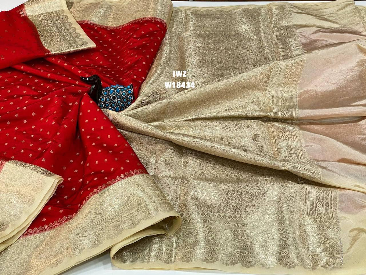Pure Kanchi Look Semi Mysore Crape Silk Sarees - Inspired from Pure Kanchi Silk - Contrast Zari Weaving Border - Rich Pallu Same as Blouse - Soft Drape Rich Look - Festive Ready Silk Saree