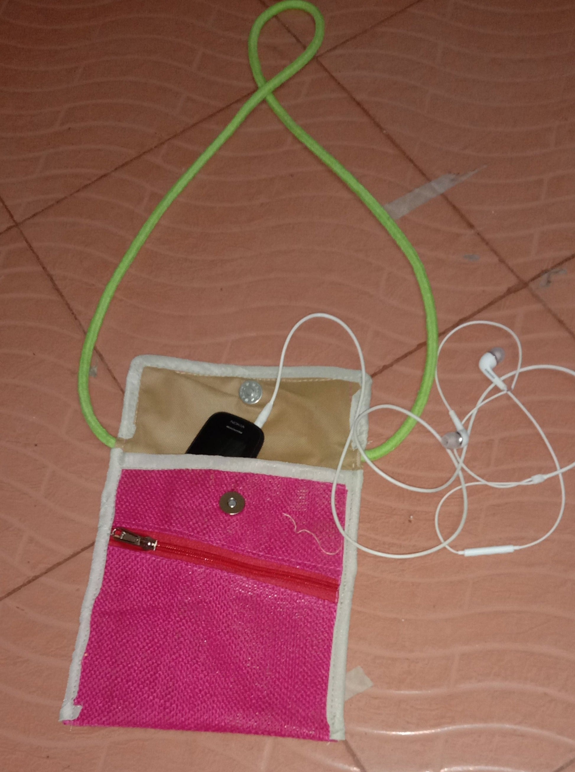 Jute mobile sling bag