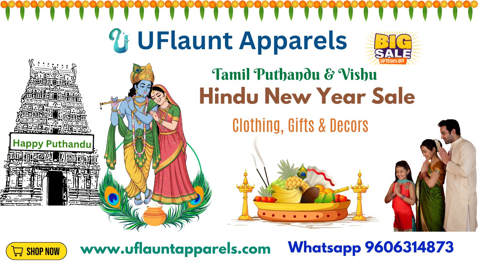 UFlaunt Apparels Tamil Puthandu & Vishu Sale of Clothing, Gifts & Decors