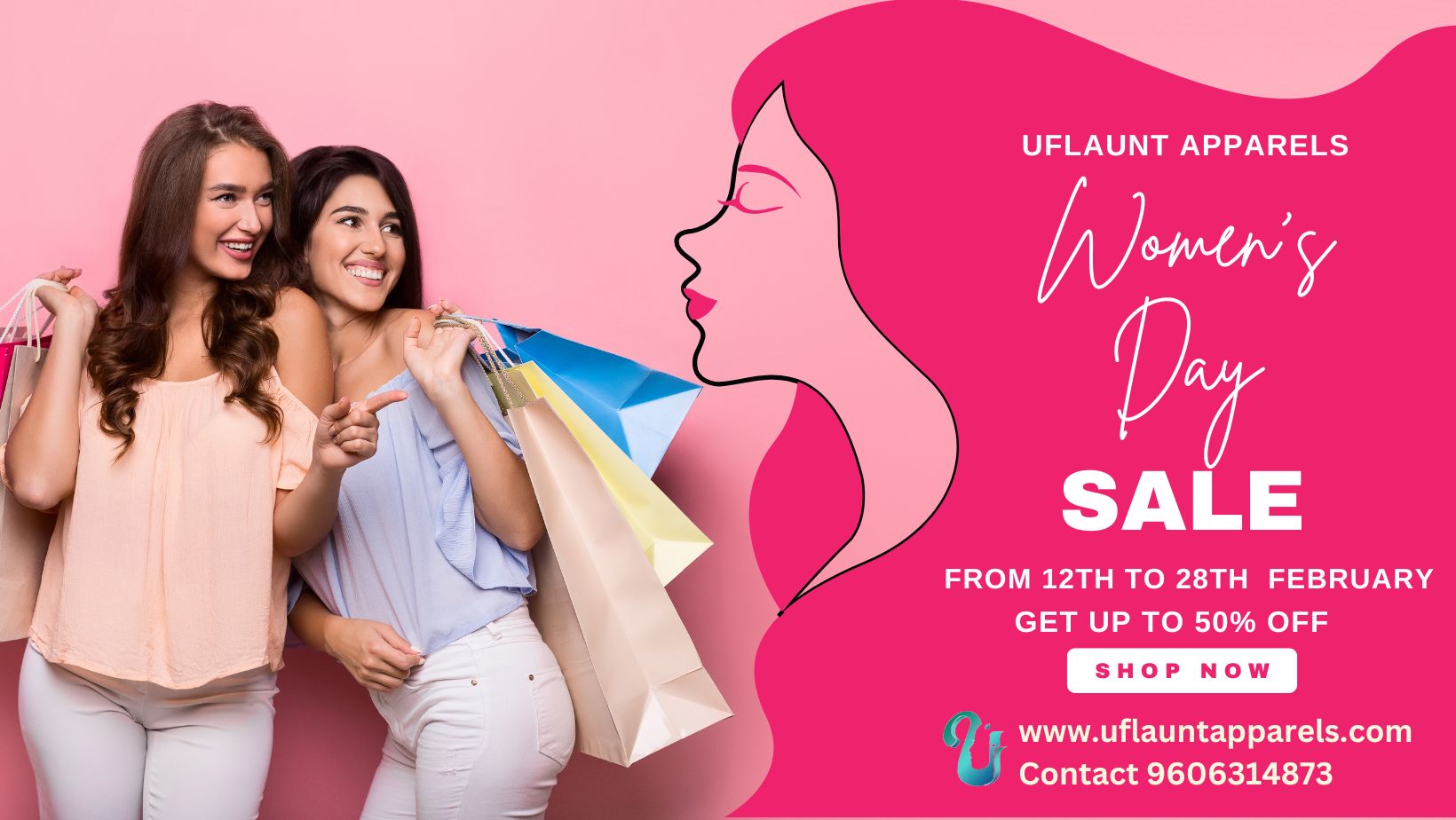  UFlaunt Apparels Women's Day Sale - We Complete you to Compete with Others - Sarees & Dress Materials - Upto 50% off. 