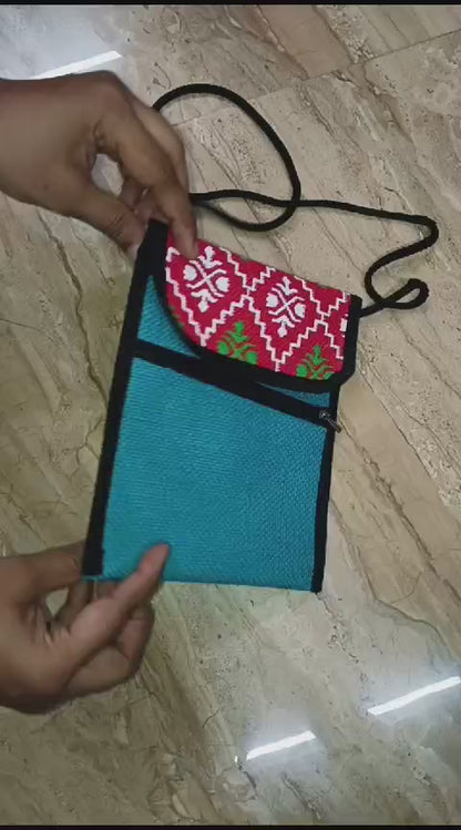 Jute Mobile Sling Bags Set of 10