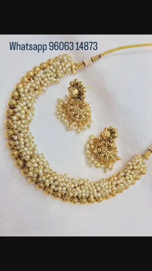 Pearl Gold Necklace Jimmiki Kammal