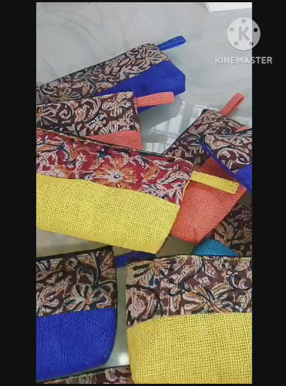 Trendy Jute Kalamkari Purses set of 10