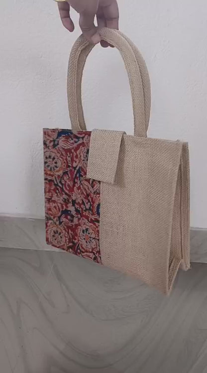 Jute Kalamkari bags set of 10