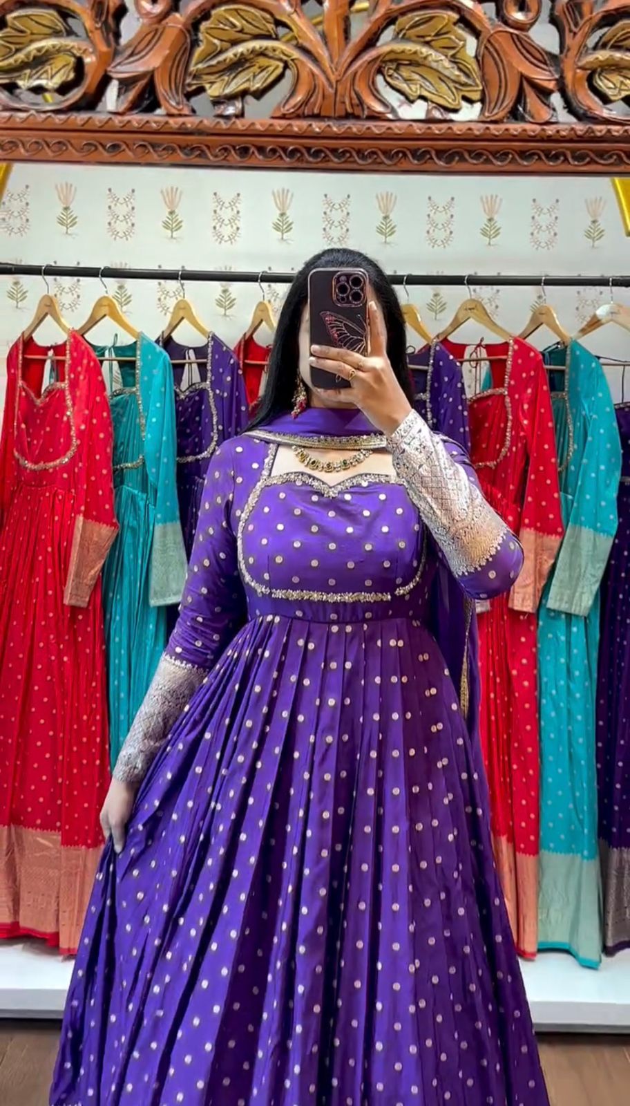 Georgette Silk Gown With Dupatta
