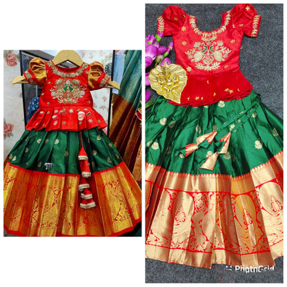 Girls Readymade Raw Silk Lehenga Blouse