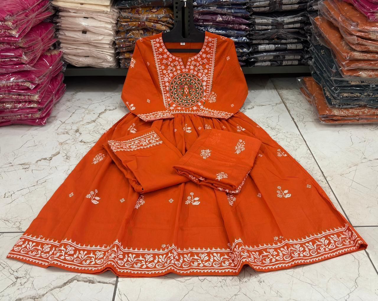 Rayon Embroidery Anarkali Kurti Sets