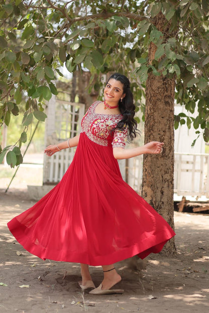 Georgette  Embroidery Gown
