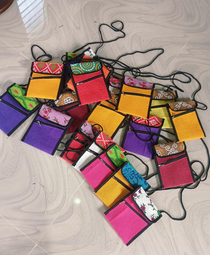 Jute Mobile Sling Bags Set of 10