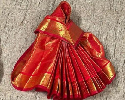 Orange Color VaraMahalakshmi  Kalash Readymade Silk Saree