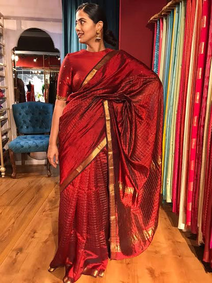 Mangalagiri  Pattu Checked Sarees