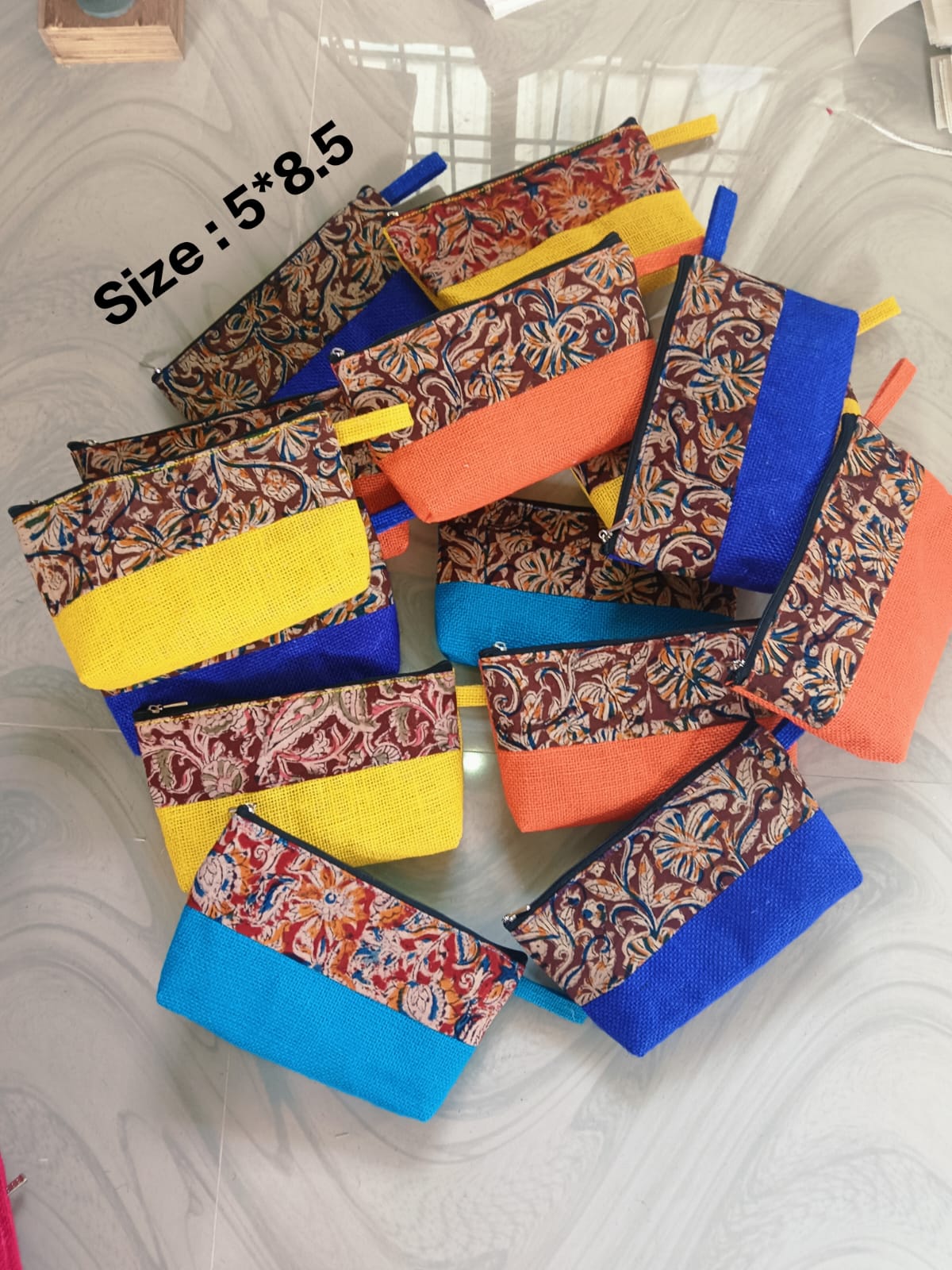 Trendy Jute Kalamkari Purses set of 10