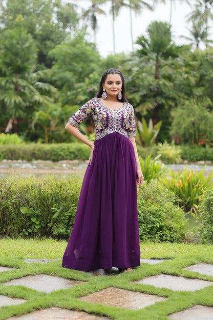 Georgette  Embroidery Gown