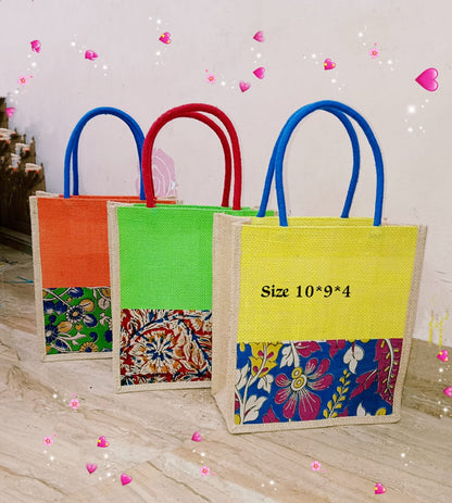 Multipurpose Kalamkari Jute Bags set of 8