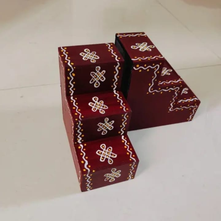 Hand Painted Wooden Diya Steps