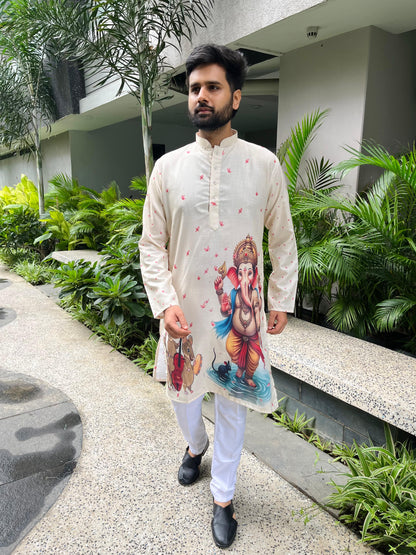 Ganpati  Printed Men's  Kurta