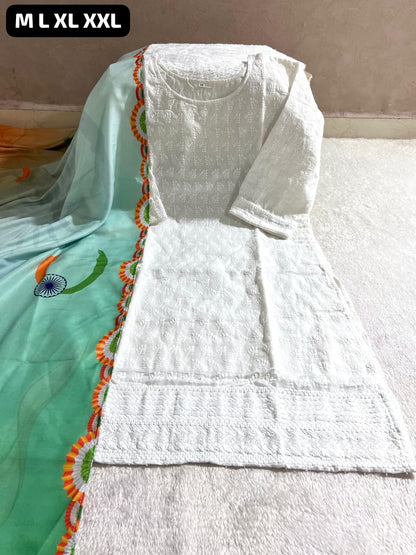 Tiranga Cotton Kurti Dupatta