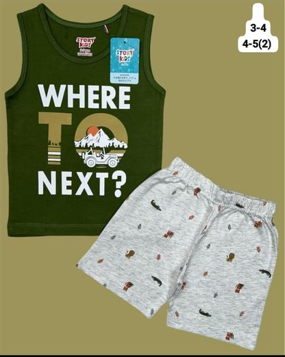 Boys Sleeveless Cotton T-shirts and Shorts