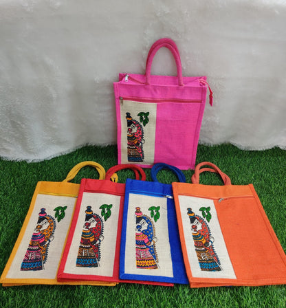 Durga Print Jute Bags Set of 10