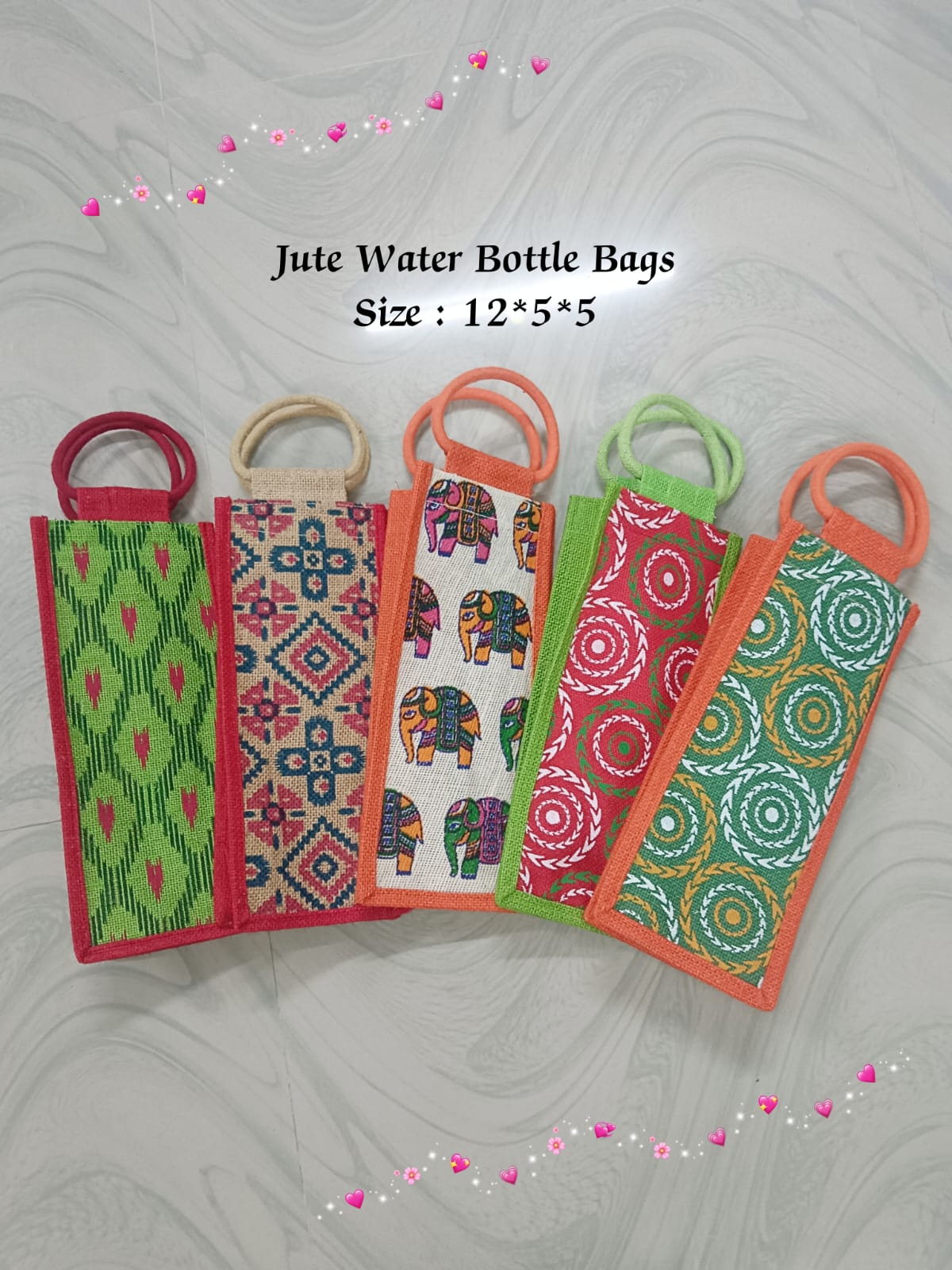 Jute Water Bottle Bags Set of 5