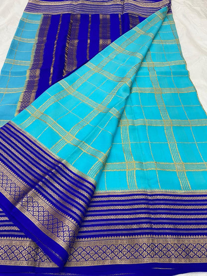 Checked Pure Mysore Silk Sarees
