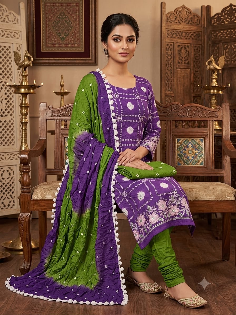 Bandhani Cotton Dress Material