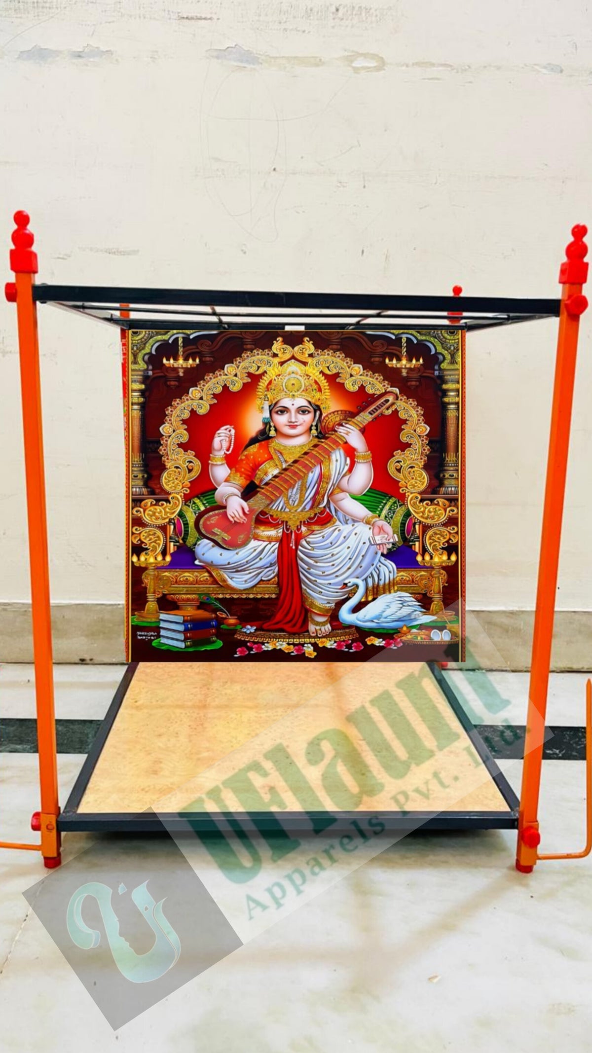 Mild Steel Detachable Pooja Mandapam with Saraswathi Backdrop
