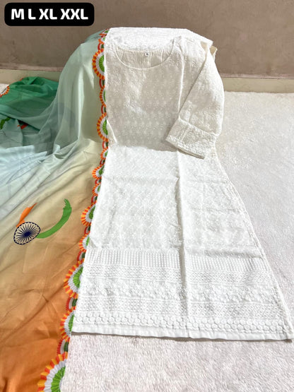 Tiranga Cotton Kurti Dupatta