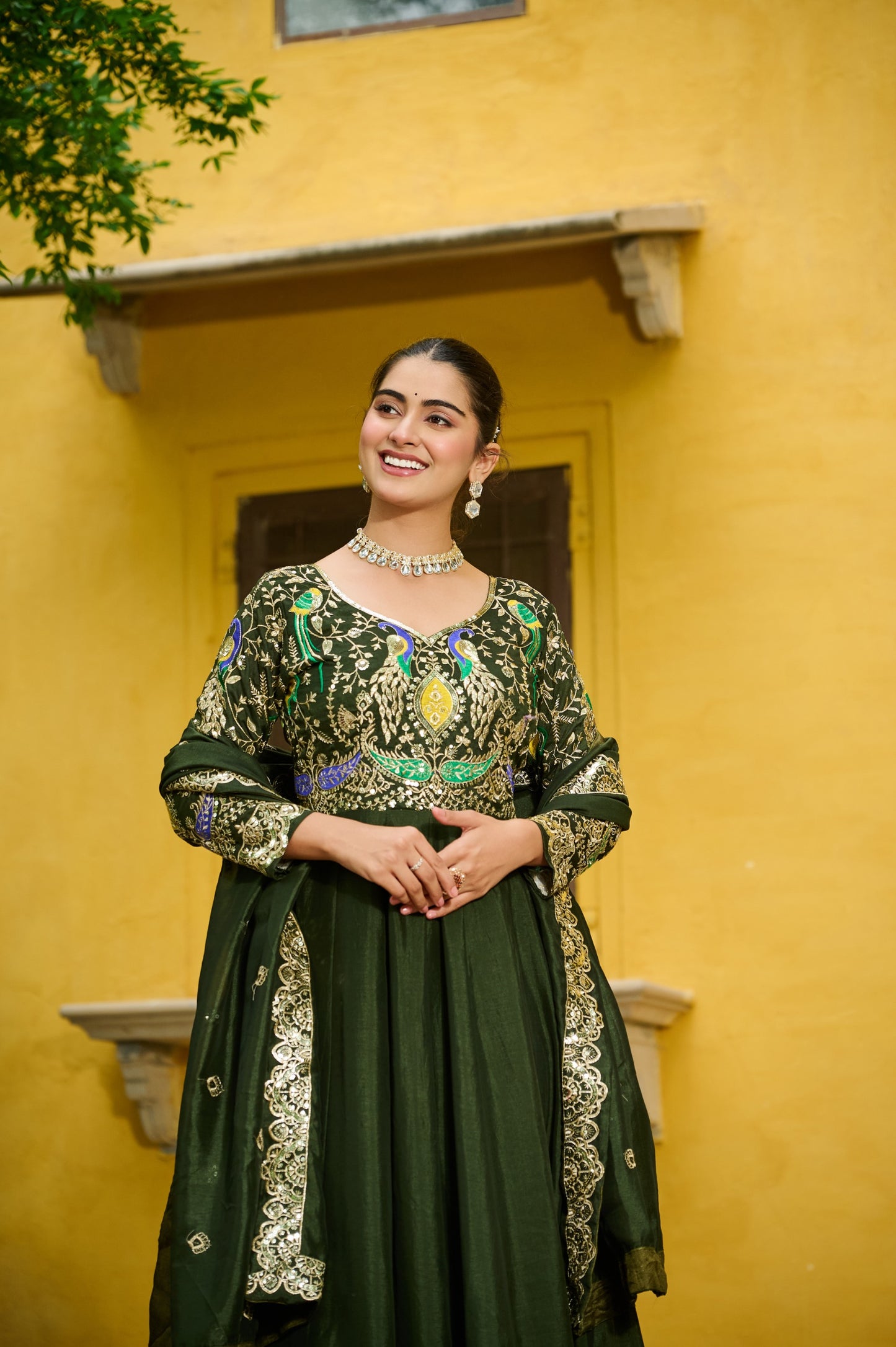 Georgette Silk Gown With Dupatta