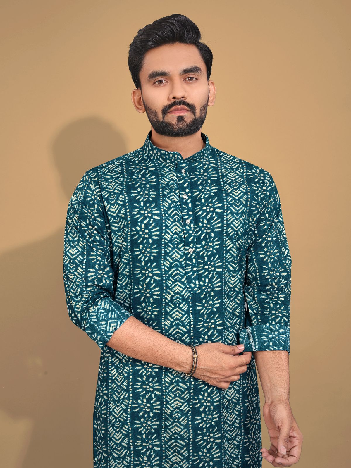 Men's Printed Cotton Kurta