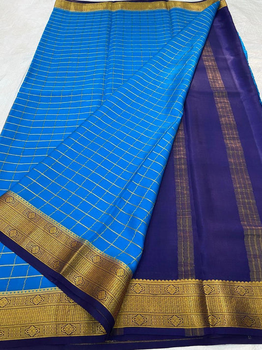 Checked Pure Mysore Silk Sarees