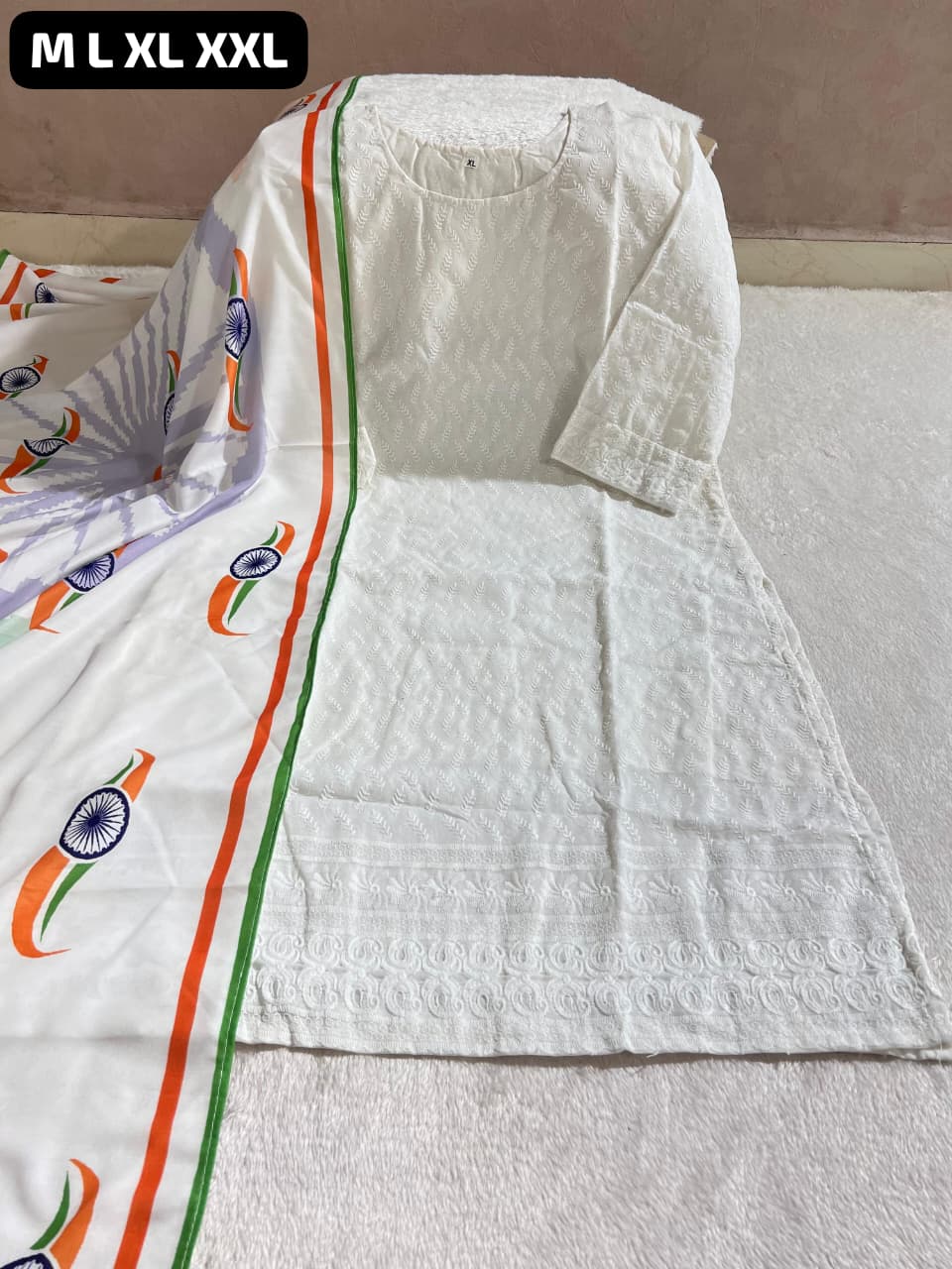 Tiranga Cotton Kurti Dupatta