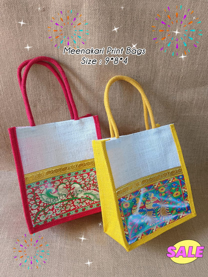 Jute and Silk Gift Bags set of 10
