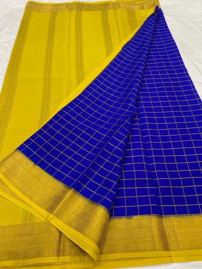 Checked Pure Mysore Silk Sarees