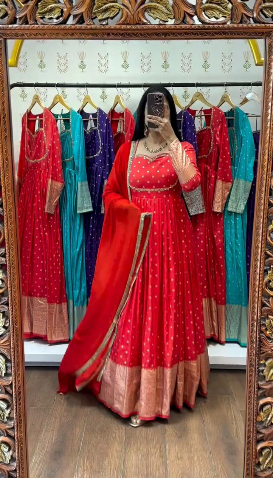 Georgette Silk Gown With Dupatta