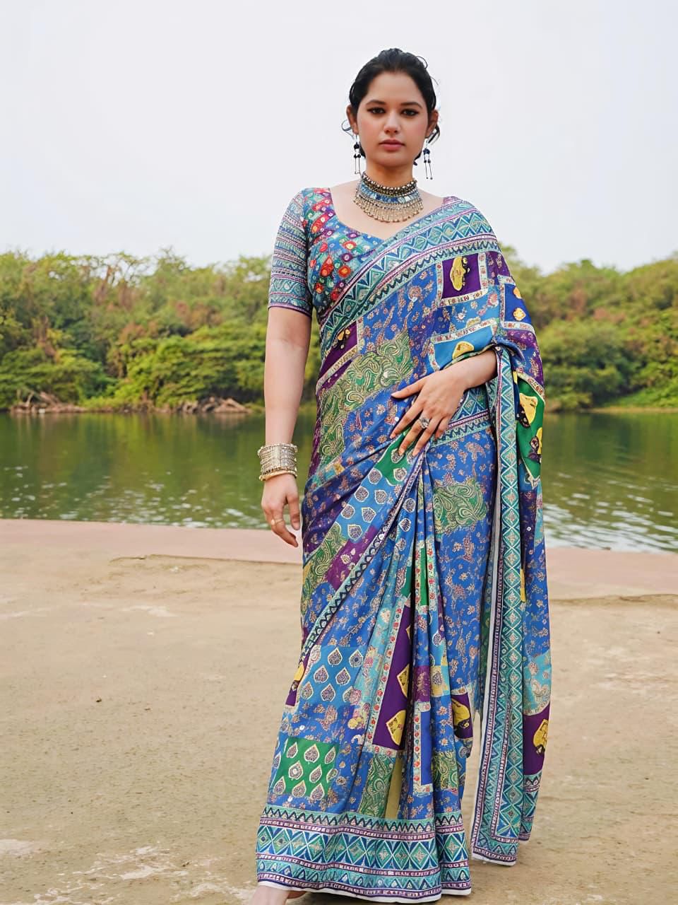 Chinon Silk Saree
