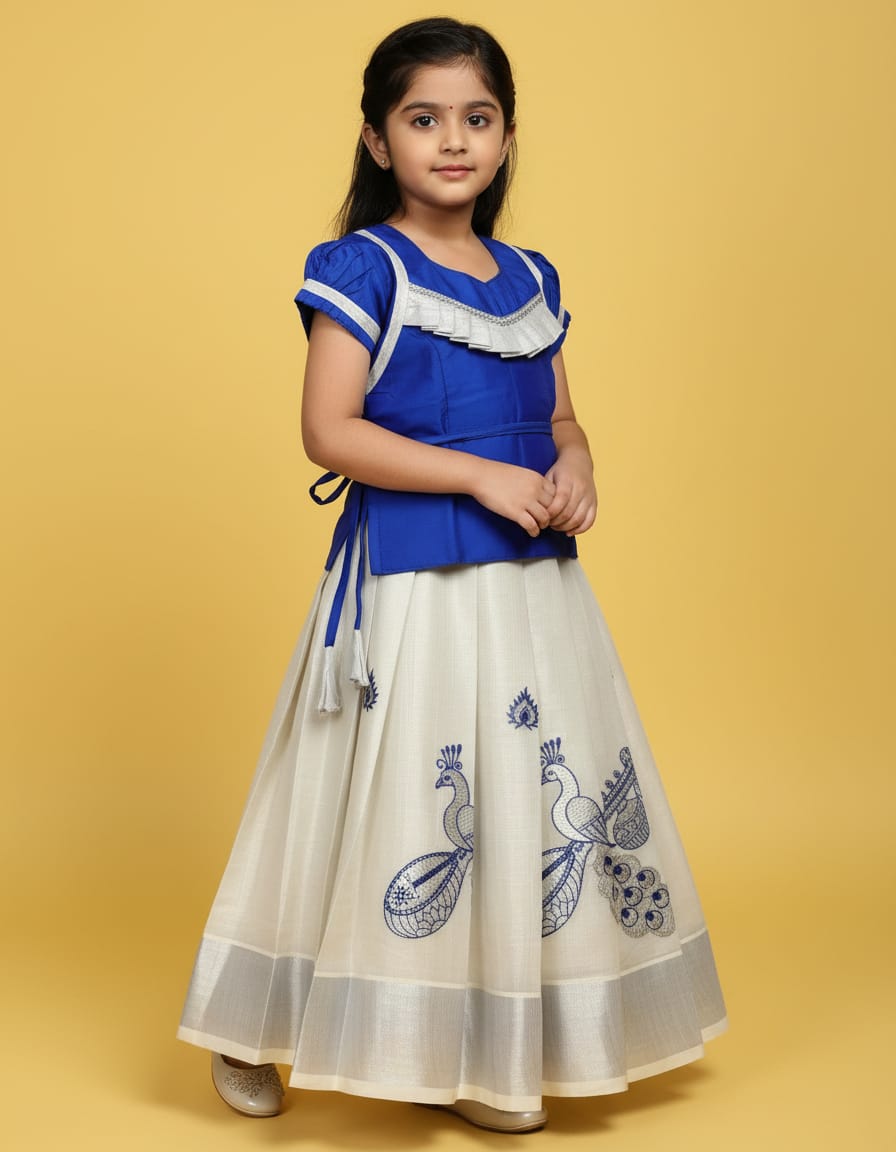 Girls Semi Silk Skirt Blouse