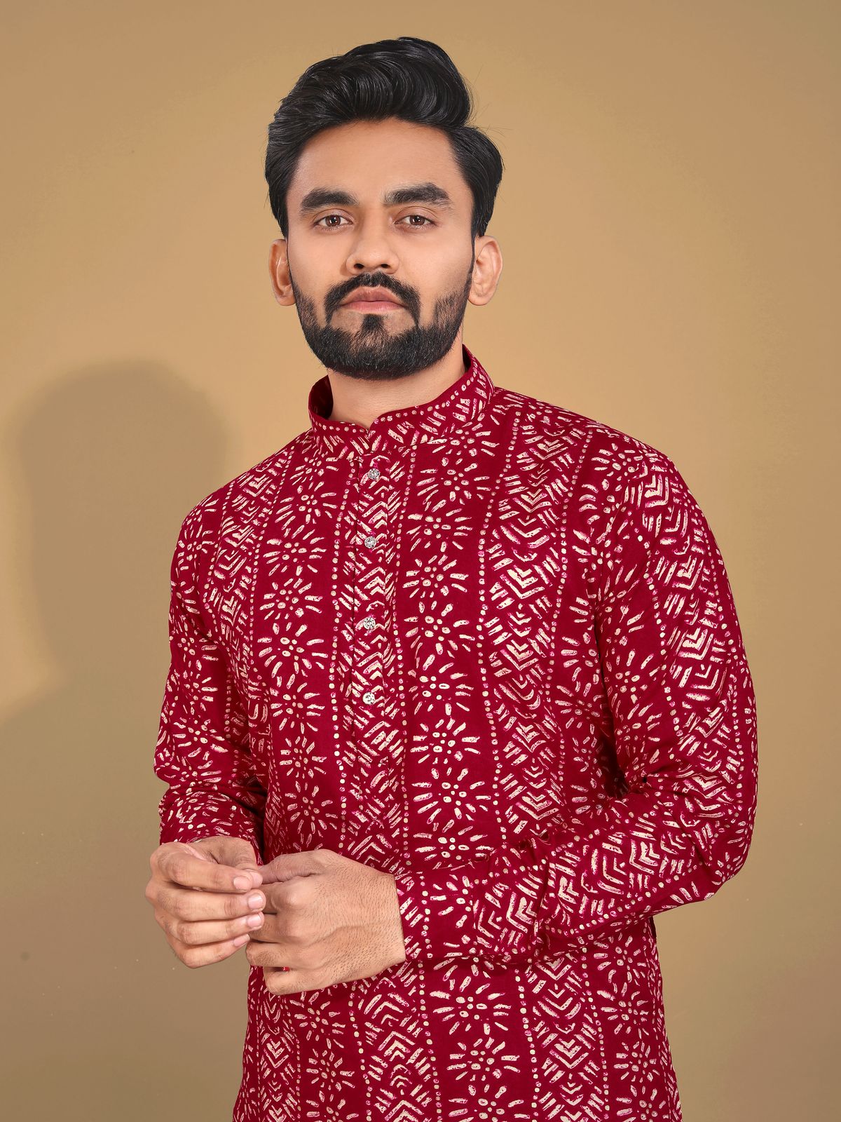 Men's Printed Cotton Kurta