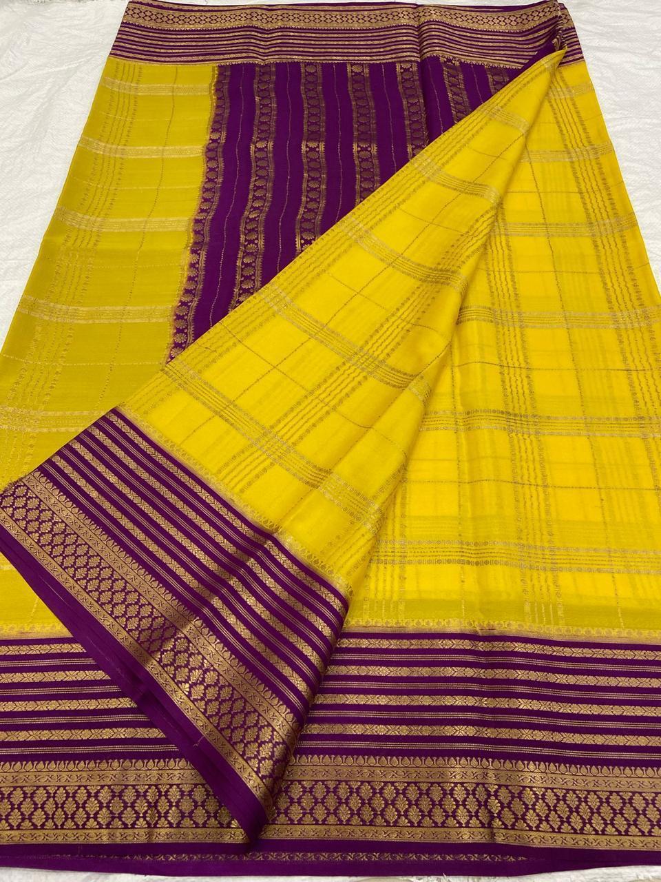 Checked Pure Mysore Silk Sarees
