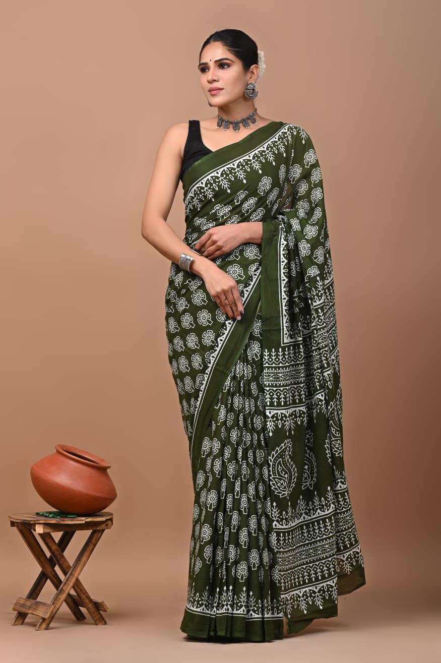 Cotton Mul Mul Sarees with Blouse
