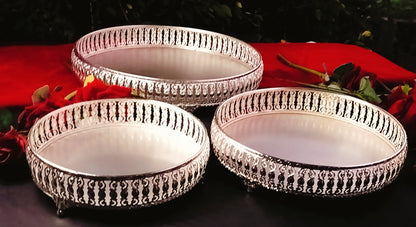 German Silver Pearl Tray With Leg