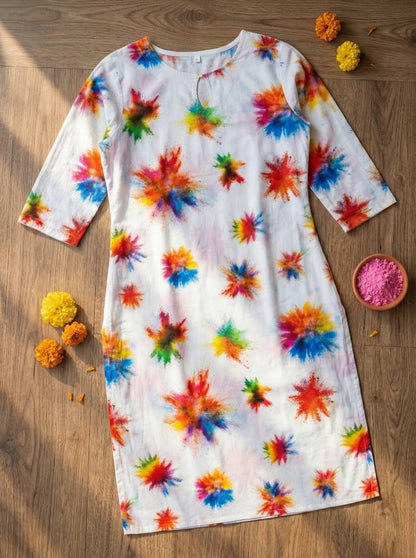 Holi Print Couple Kurta Combo