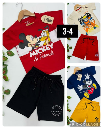 Boys Half Sleeve Cotton T Shirt and Shorts Sets