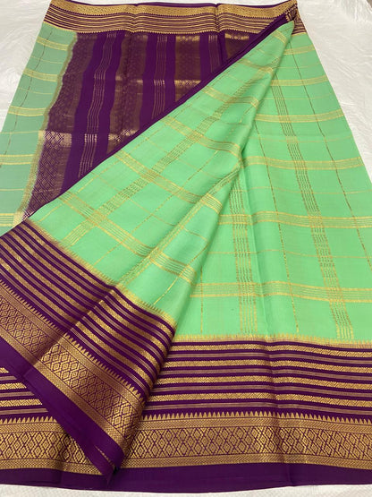 Checked Pure Mysore Silk Sarees