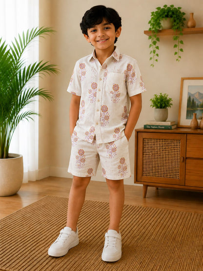 Boys Half Sleeve Cotton Shirts and Shorts Sets